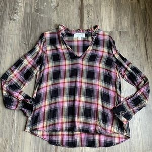 Anthropologie Cloth & Stone Plaid Flannel Top M